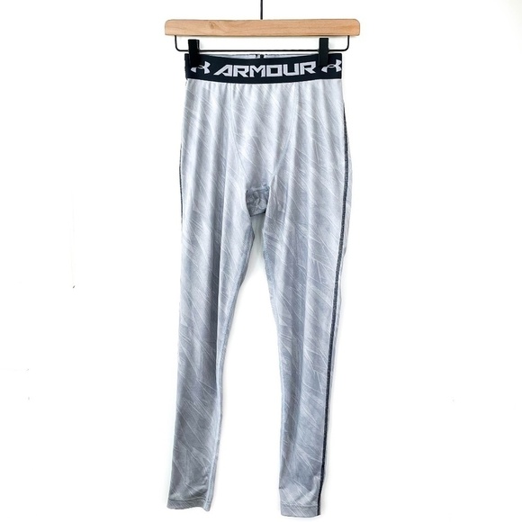Under Armour Men's Compression Leggings Light Gray Athletic Pants - Picture 1 of 4